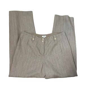 J. Jill Wool Linen Trousers Beige Herringbone Dress Pants Straight Leg, size 12P